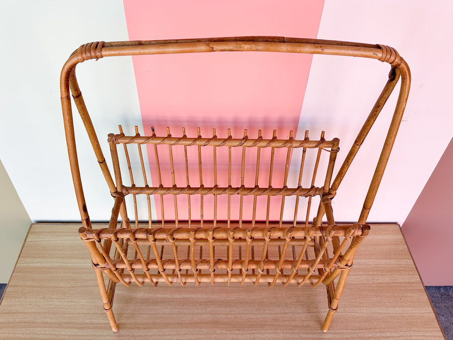 Old Florida Rattan Magazine Rack