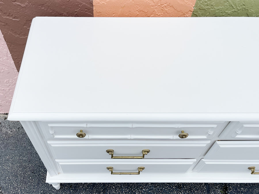 Newly Painted White Faux Bamboo Dresser