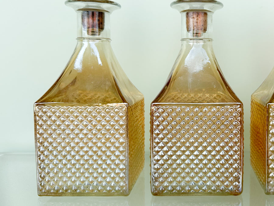Set of Five Peach Decanters