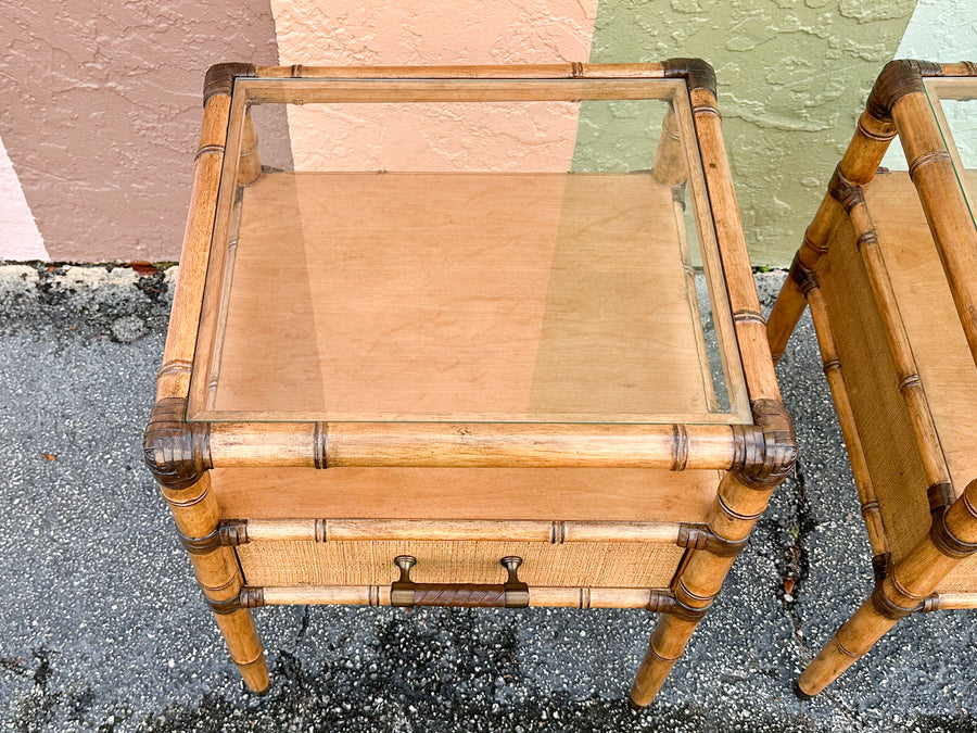 Pair of Modern Island Chic Nightstands