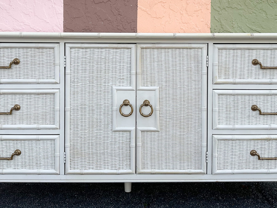 Faux Bamboo and Rattan Dresser