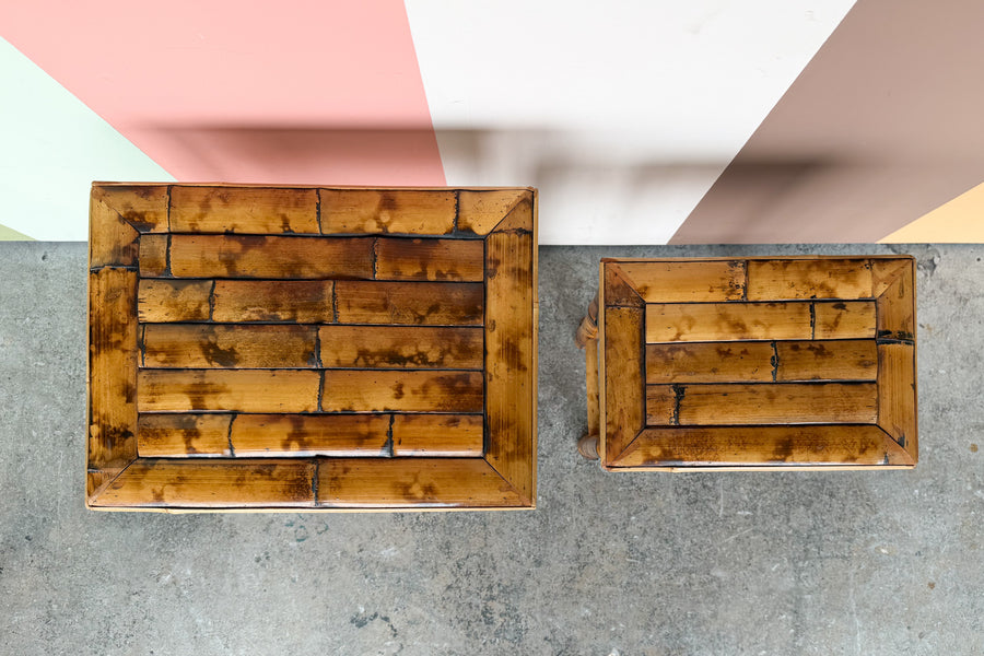 Trio of Tortoiseshell Bamboo Nesting Tables
