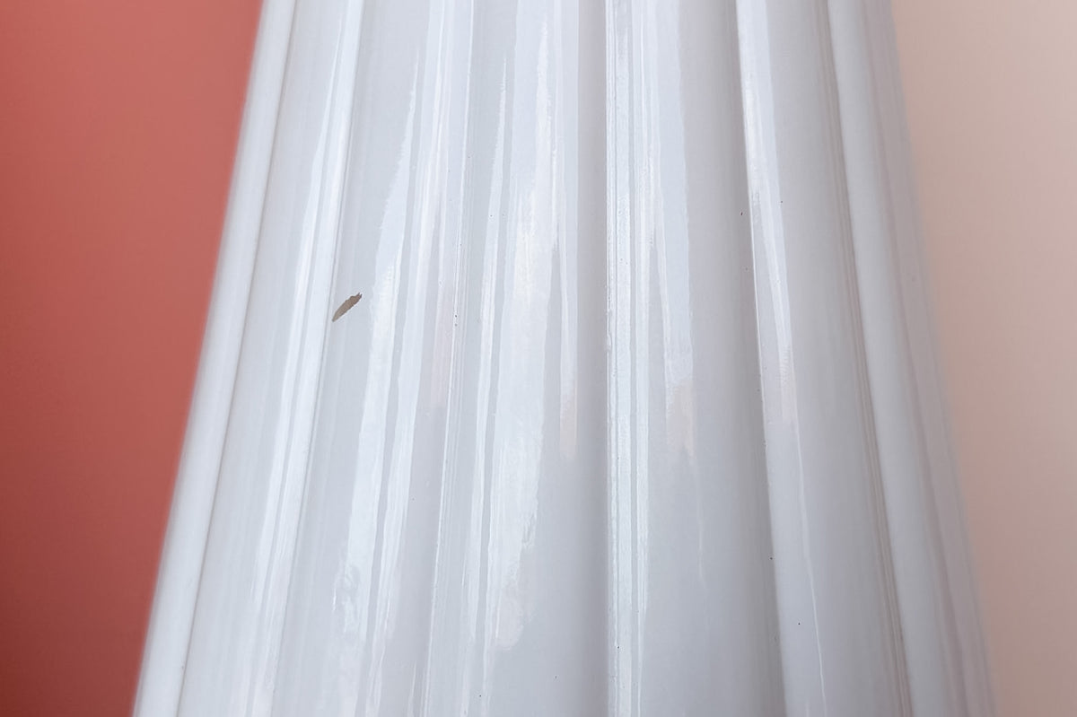 Pair of MCM Fluted White Ceramic Lamps