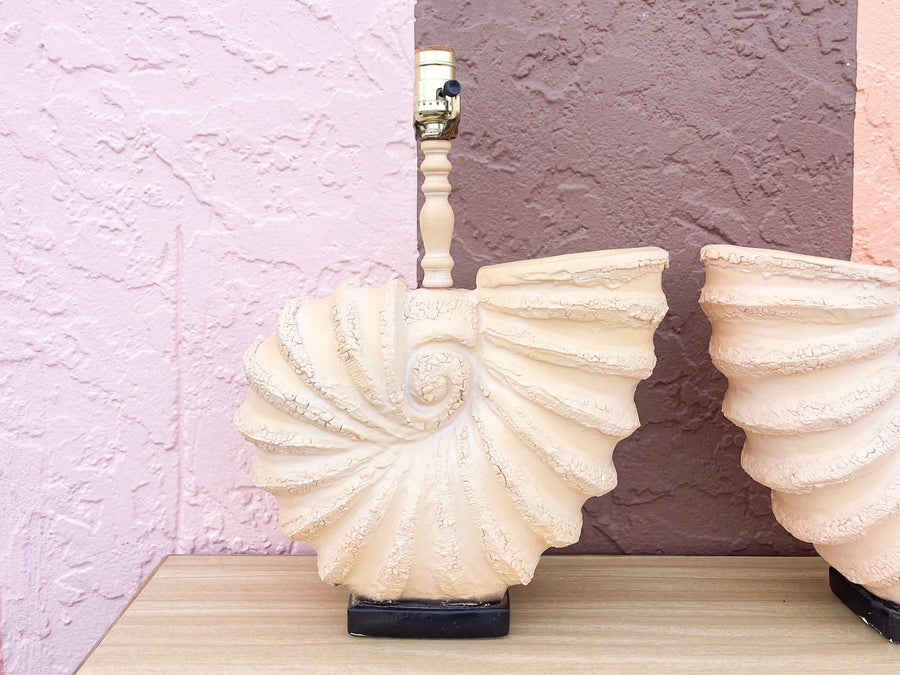 Pair of Plaster Nautilus Lamps
