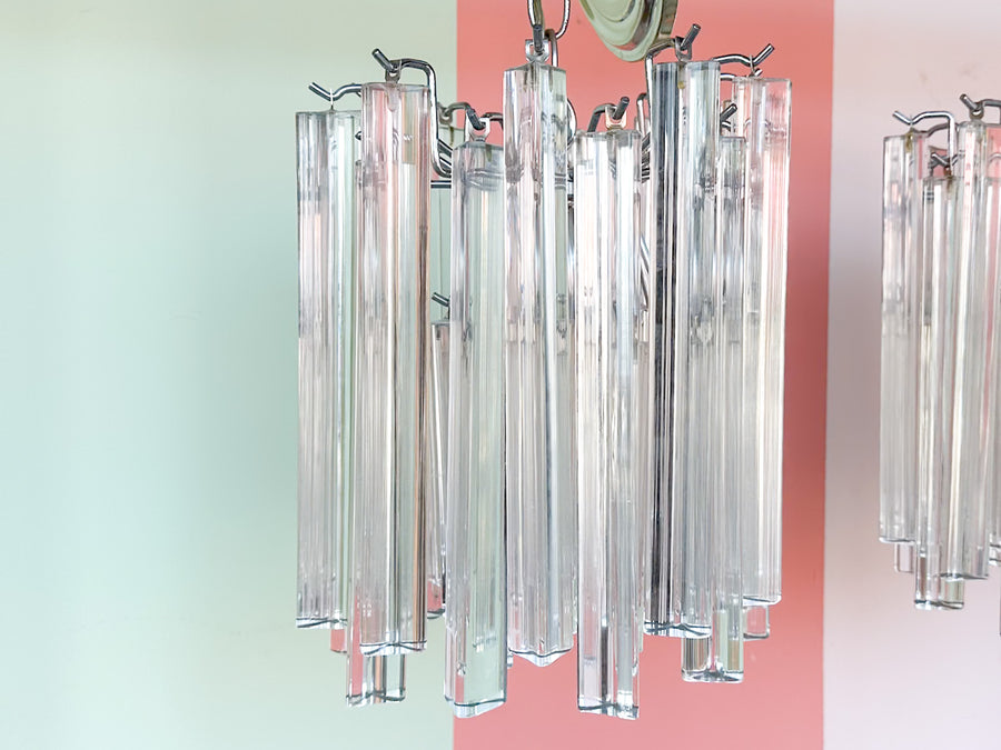 Pair of Murano Prism Glass Chandeliers