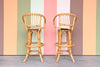 Pair of Old Florida Rattan Bar Stools
