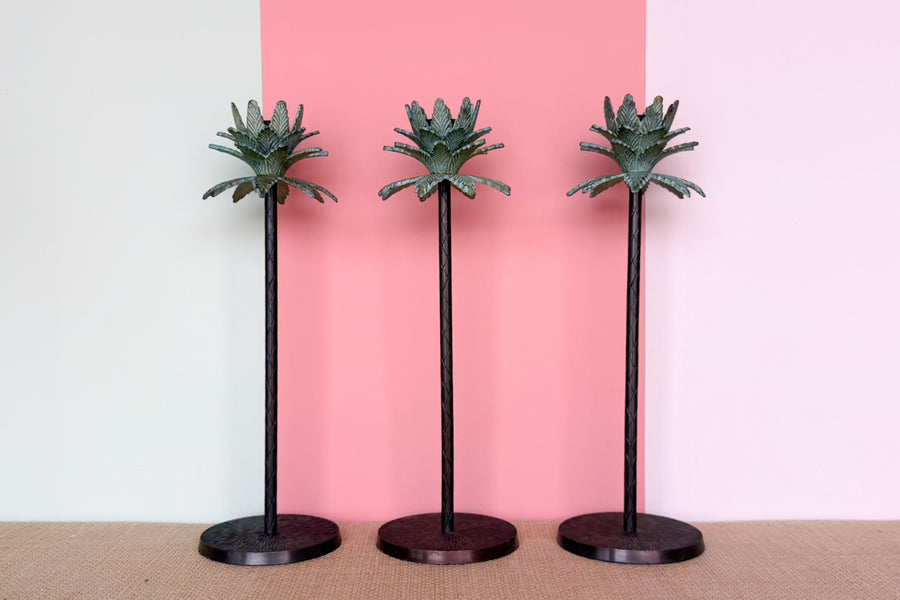 Set of Five Palm Tree Candle Holders