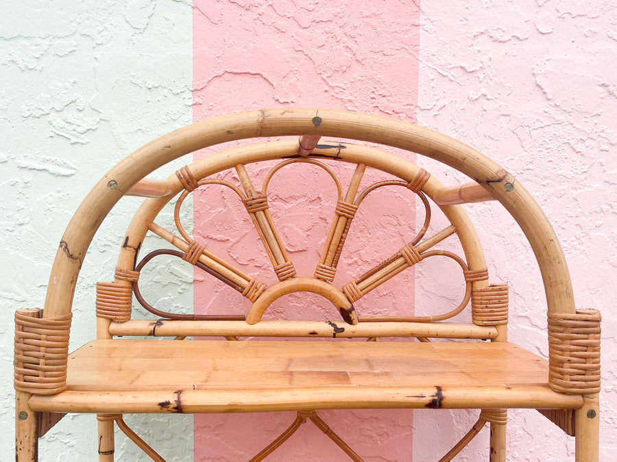 Old Florida Style Rattan Arch Etagere