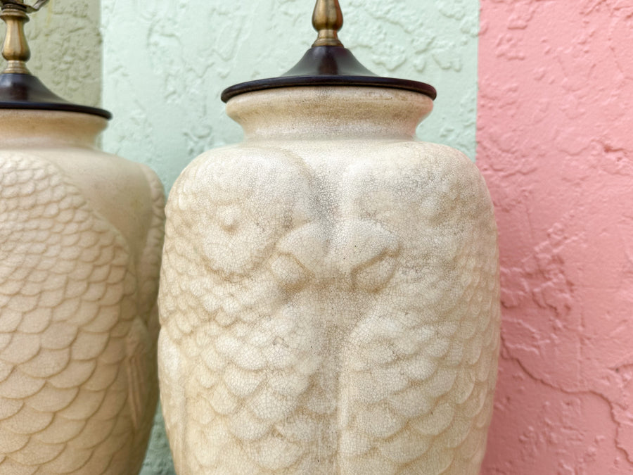 Pair of Cream Parakeet Lamps