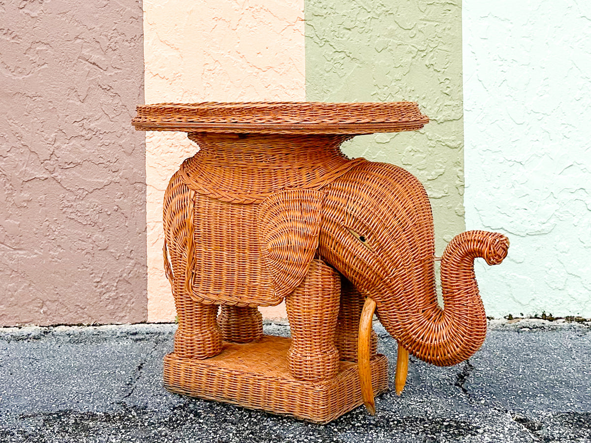 Natural Wicker Elephant Garden Seat