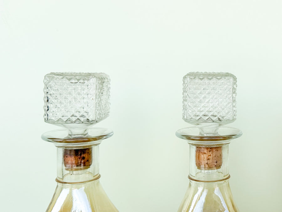 Set of Five Peach Decanters