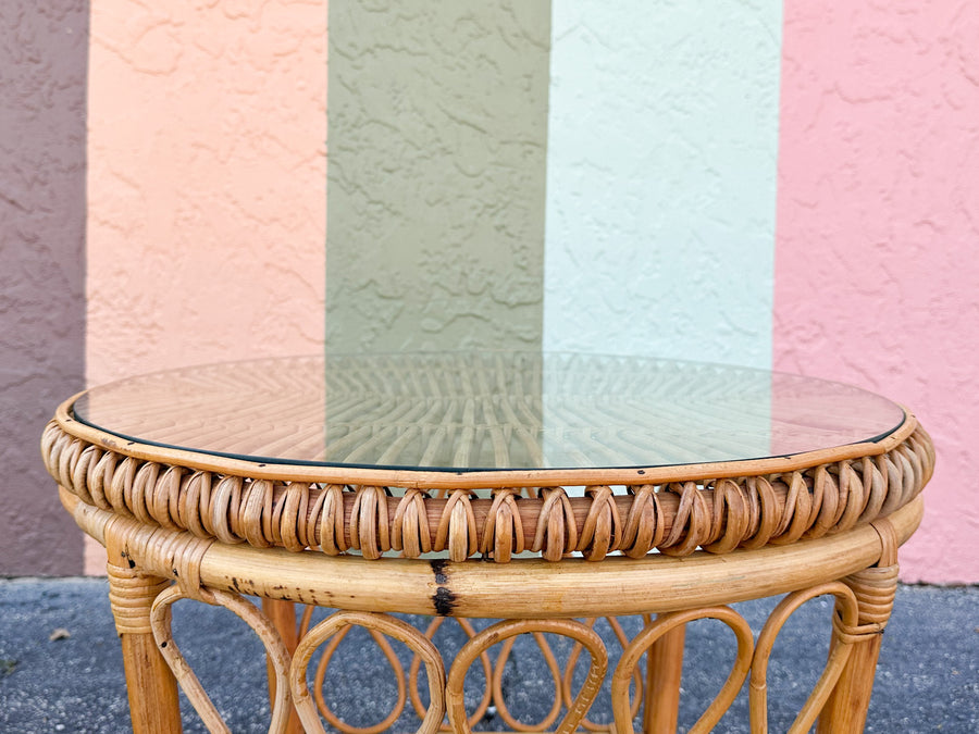 Pair of Coastal Rattan Side Tables