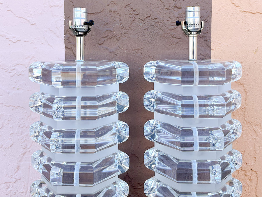 Pair of Fab MCM Lucite Lamps