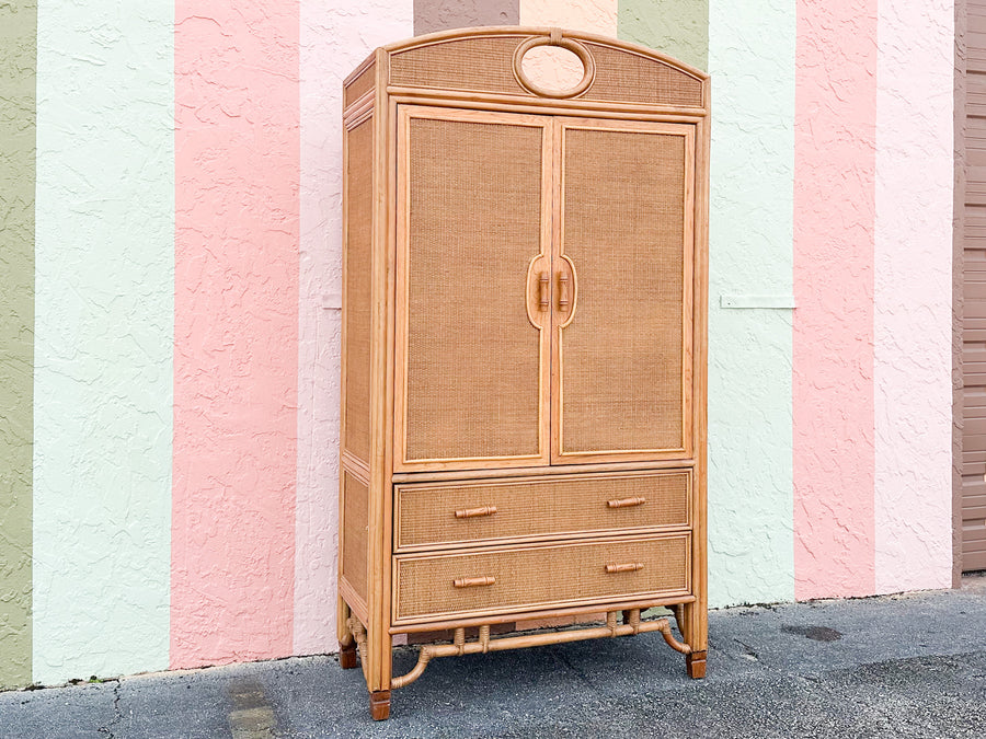 Coastal Chic Rattan Armoire