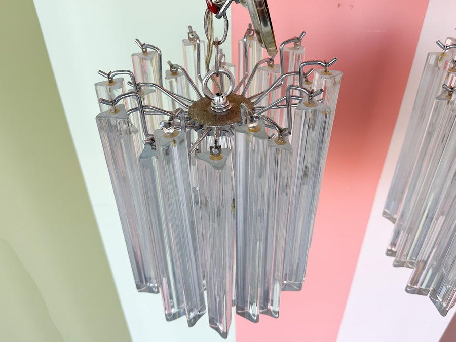 Pair of Murano Prism Glass Chandeliers