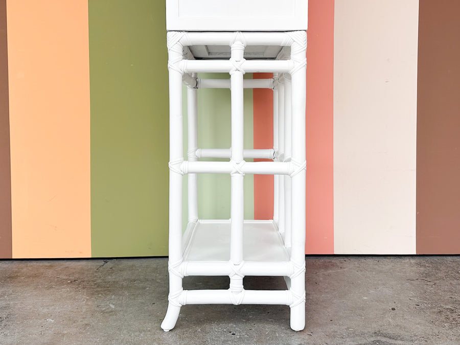 Newly Painted Rattan Bar Cabinet