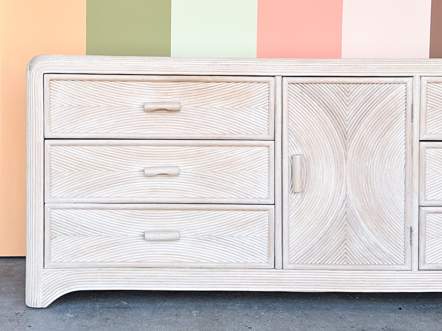 Coastal Cool Pencil Reed Rattan Credenza