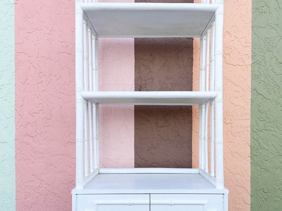 Faux Bamboo Rattan Pagoda Etagere
