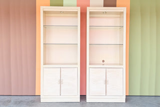 Pair of Coastal Pencil Reed Rattan Cabinets