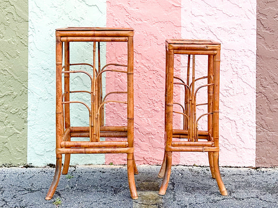 Pair of Rattan Plant Stands