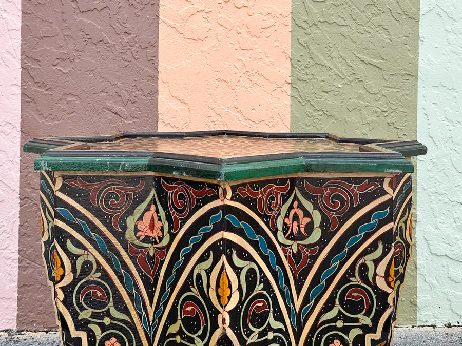 Colorful Black and Green Moroccan Style Side Table