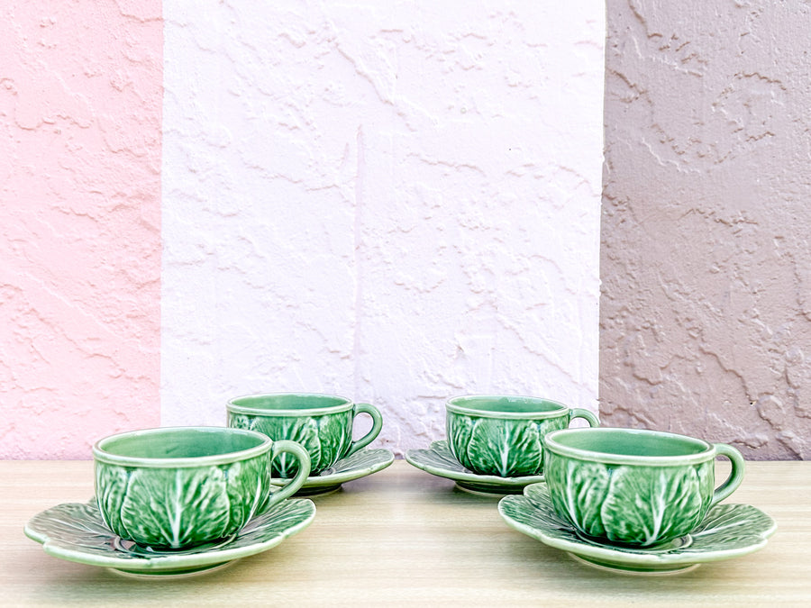 Secia Portugal Lettuce Teacups and Saucers