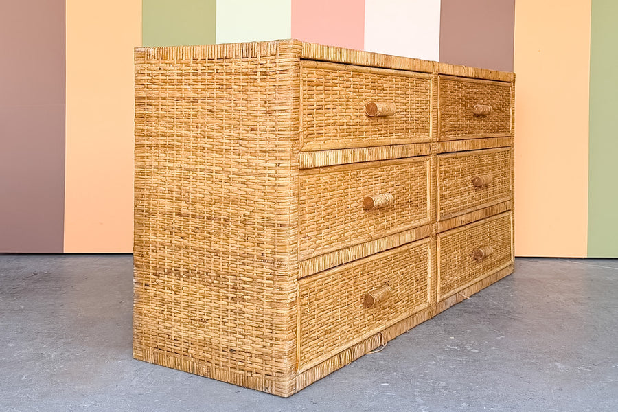 Island Style Rattan Wrapped Dresser