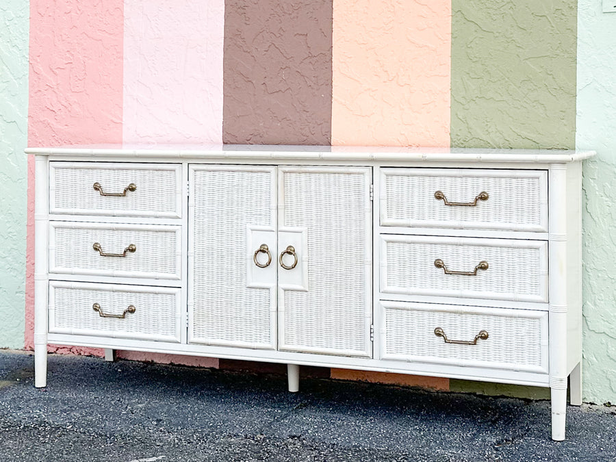 Faux Bamboo and Rattan Dresser