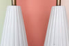 Pair of MCM Fluted White Ceramic Lamps