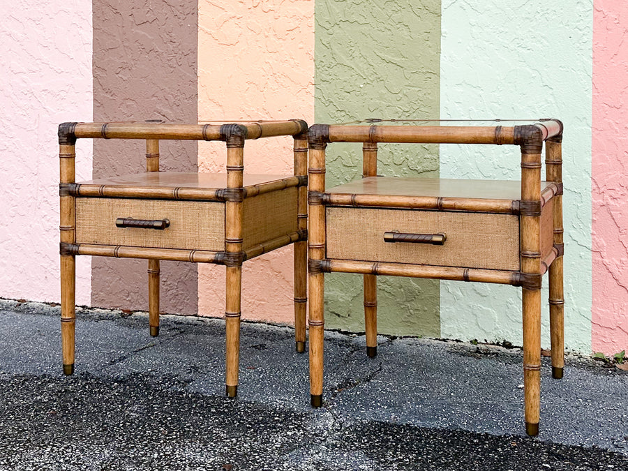 Pair of Modern Island Chic Nightstands