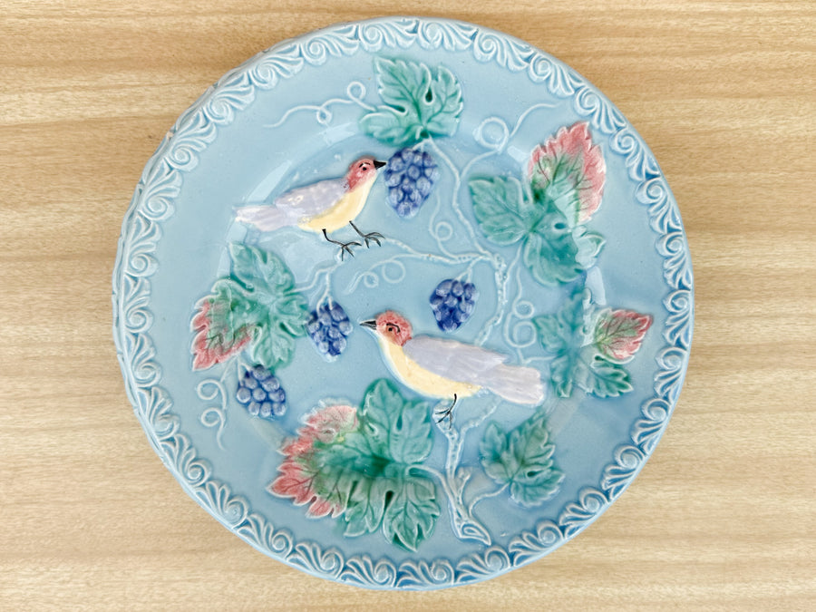 Set of Four Pretty Blue Bird Plates and Platter