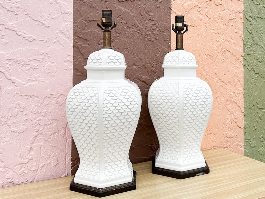 Pair of Fishtail Frederick Cooper Ginger Jar Lamps