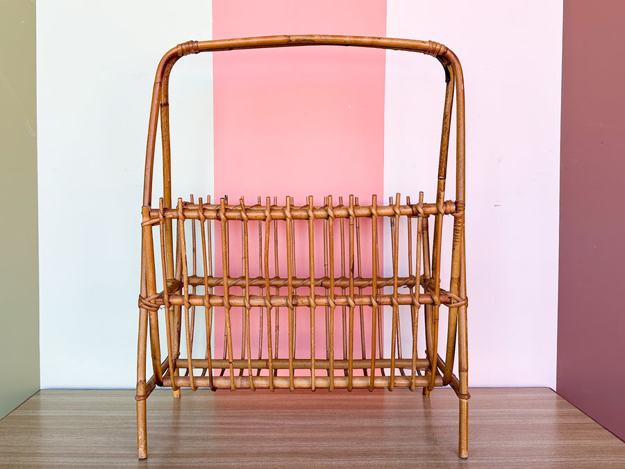 Old Florida Rattan Magazine Rack