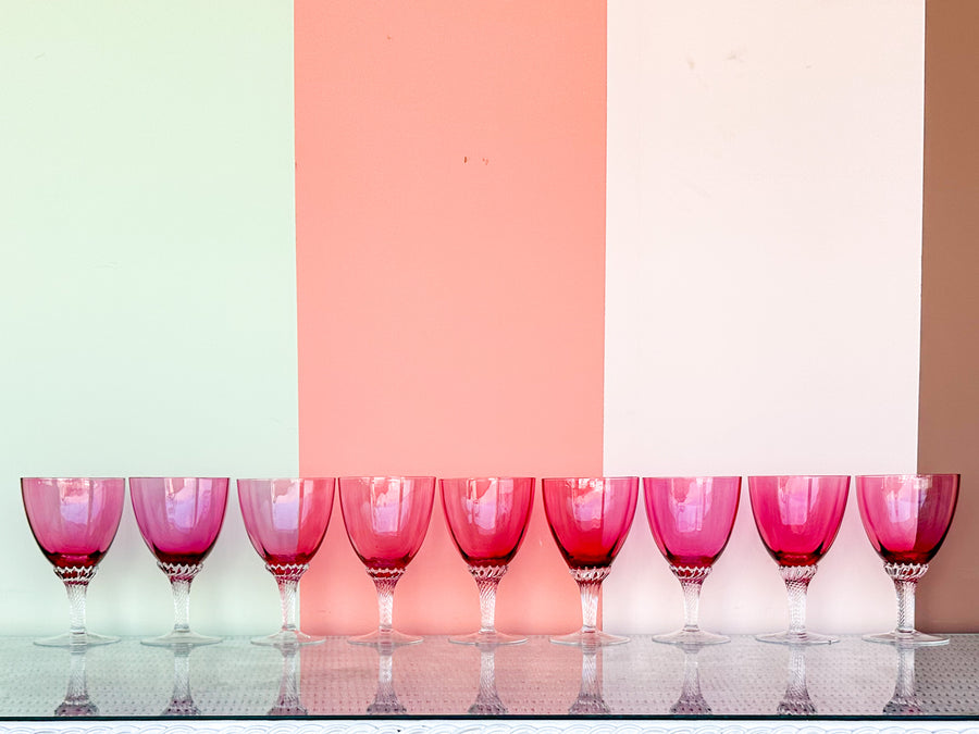 Set of Twenty-Three Georges Borgfeldt Lisa Cranberry Water Goblets