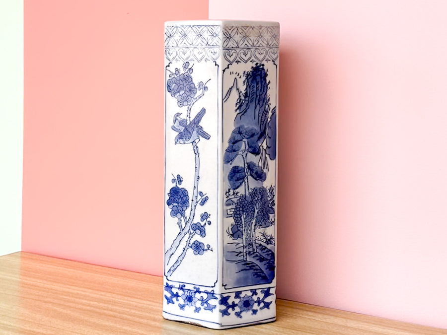 Blue and White Octagon Vase