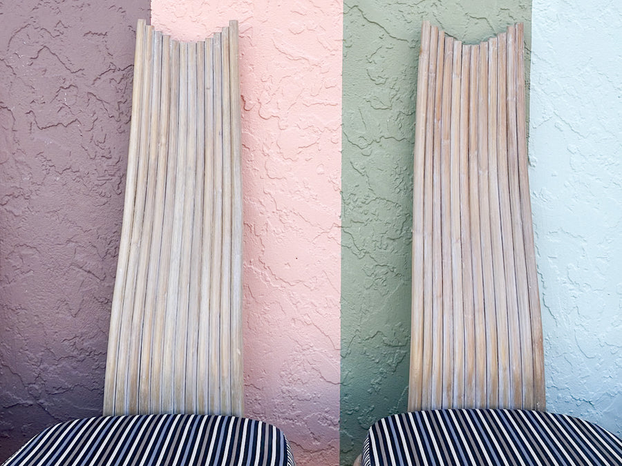Set of Six McGuire Coastal Chic Rattan Dining Chairs