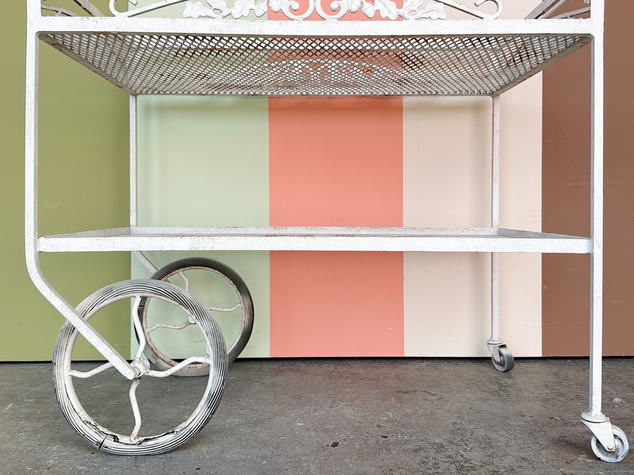 1950s Russell Woodard Wrought Iron Bar Cart