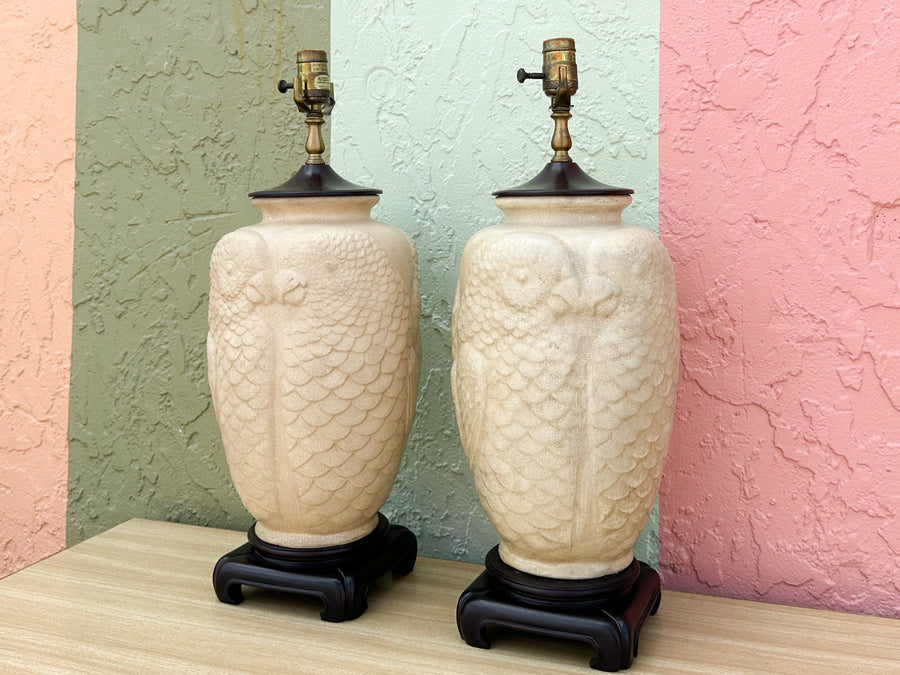 Pair of Cream Parakeet Lamps