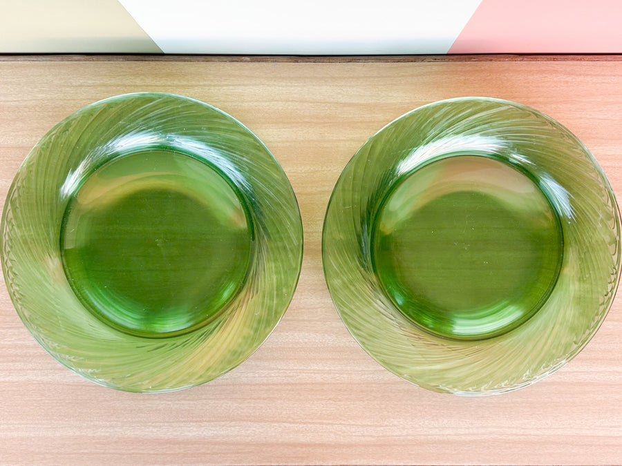 Set of Twelve Green Pyrex Dinner Plates