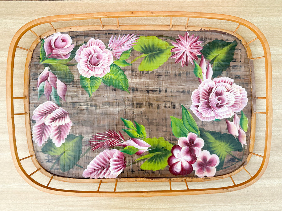 Hand Painted Tropical Bamboo Tray