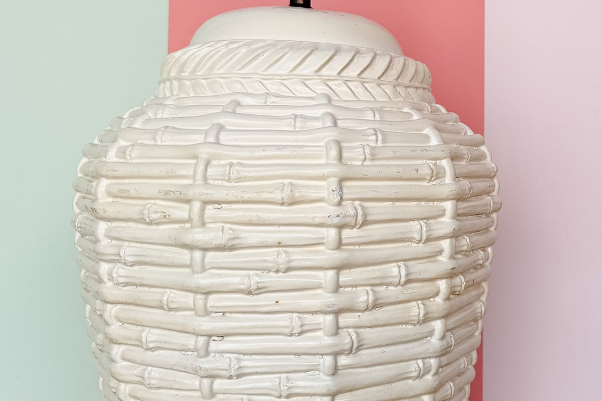 Faux Bamboo Ceramic Basket Lamp