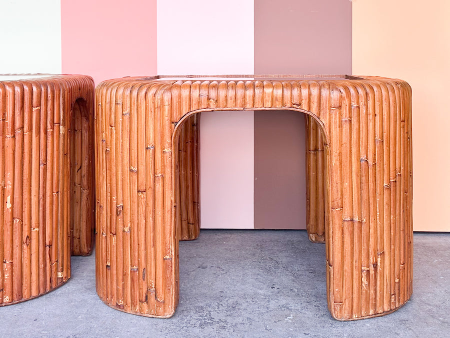Pair of Island Style Bamboo Side Tables