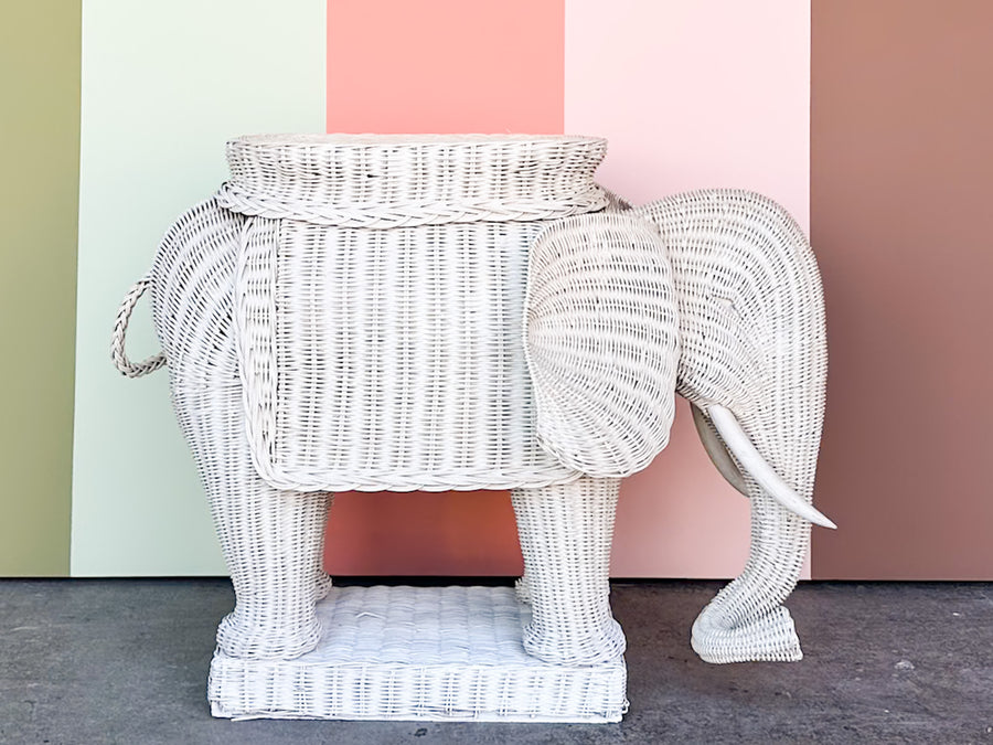Wicker Elephant Garden Seat