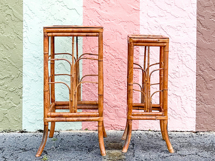 Pair of Rattan Plant Stands
