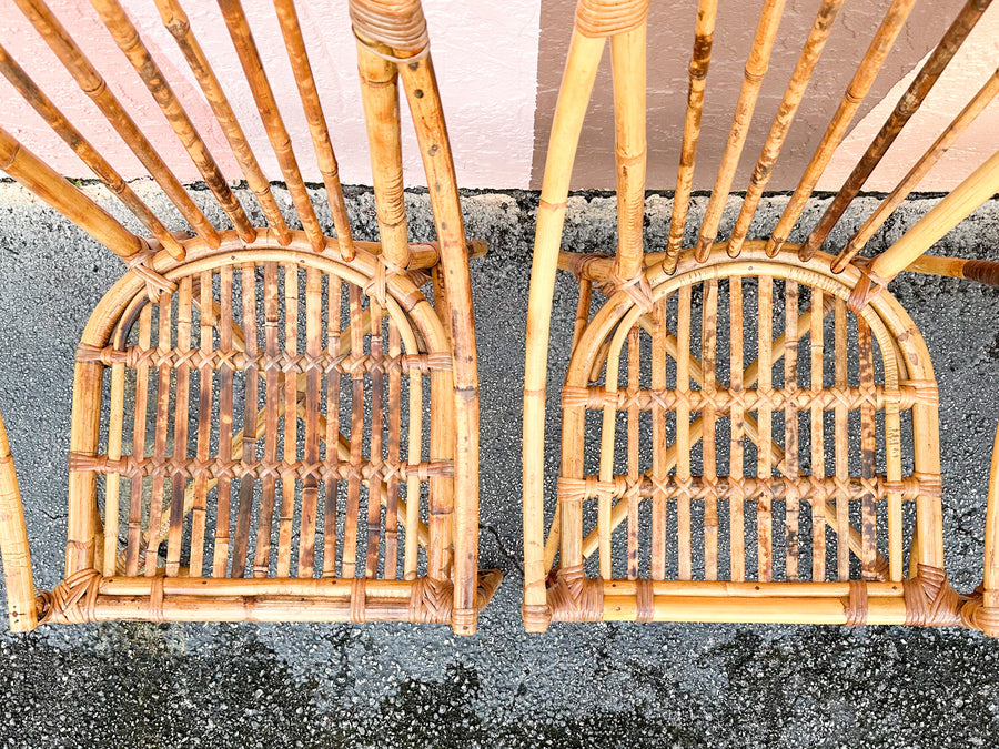 Set of Four Italian Rattan Dining Chairs