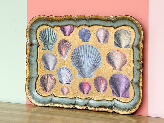Seafoam Decoupage Shell Tray