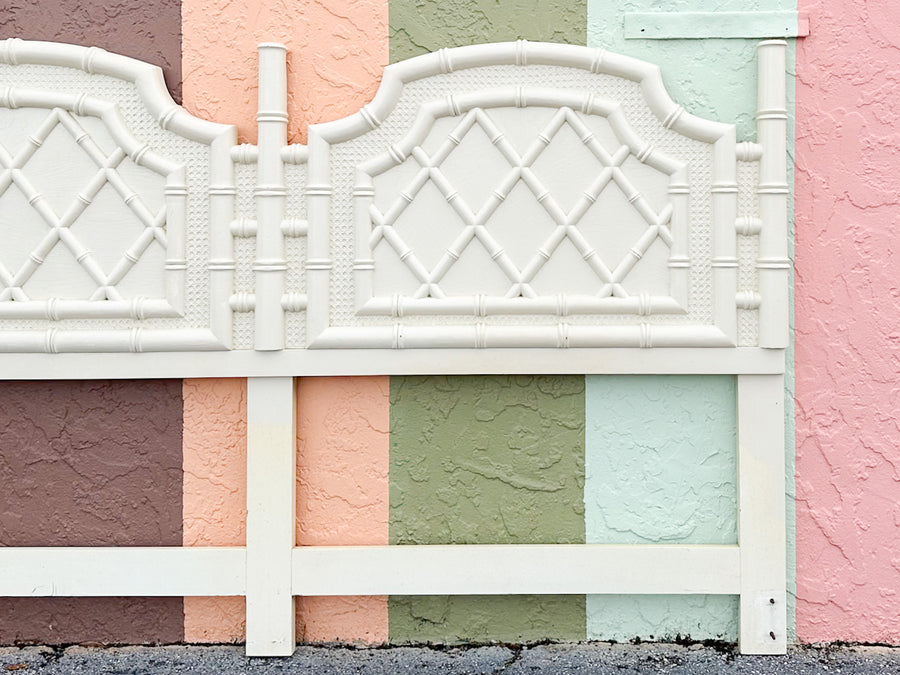 Cane and Faux Bamboo King Headboard