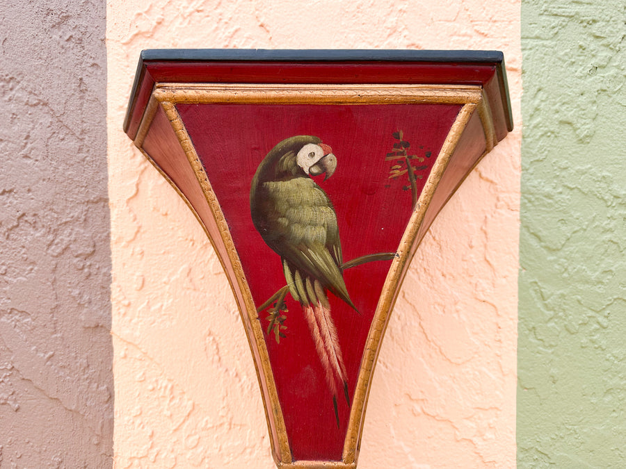 Pair of Hand Painted Bird Wall Shelves