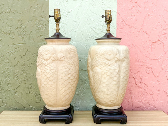 Pair of Cream Parakeet Lamps