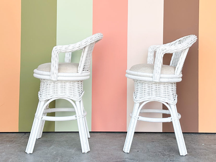 Pair of Sweet Wicker Bar Stools